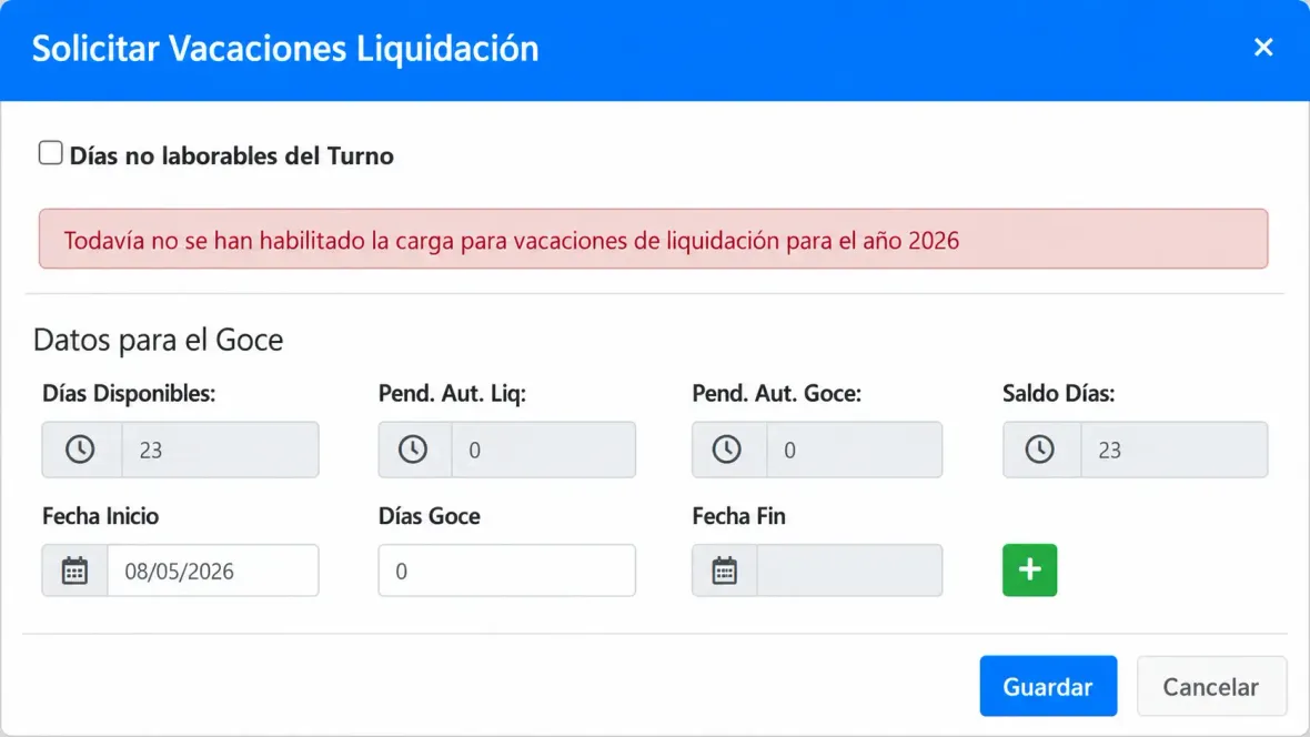 Pantalla del portal de autogestión en Gesper